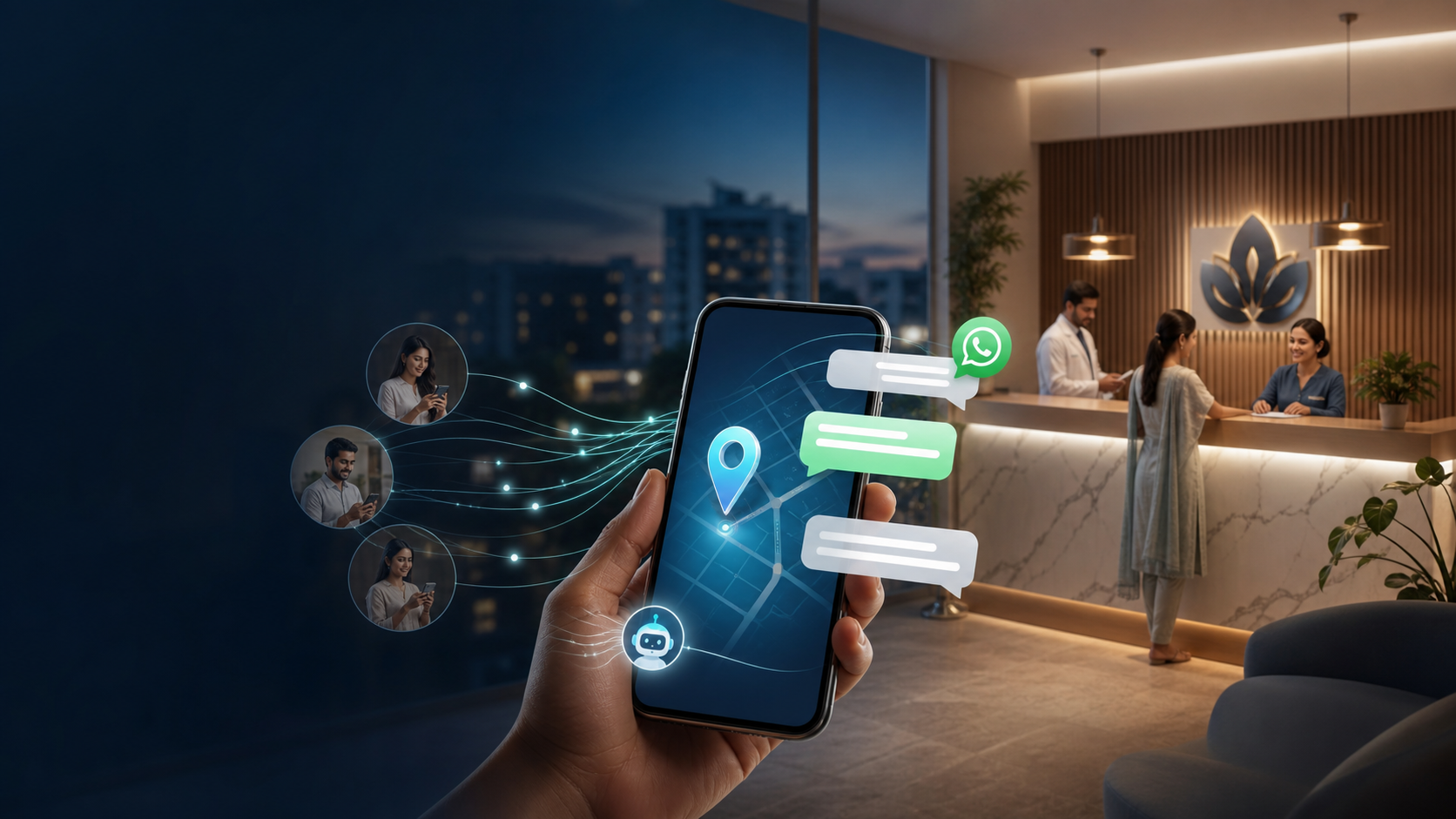 Indian clinic enquiries moving from Google Maps search into WhatsApp booking automation